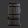 Decorative Ornament Set Including Vintage Wooden Barrel with Metal Hoops for Home Decor