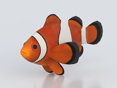 Vibrant Orange White Black Clownfish Detailed 3D Model With Cute Appearance 3d model