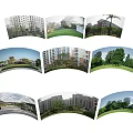 Residential Landscape Featuring High Rise Buildings Green Lawns Trees And Scenic Surroundings