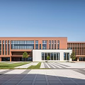 Modern Simple School Middle School Education Building Campus Teaching Building Playground 3d model