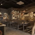 Rustic Chinese Restaurant Interior With Earthen Walls Wooden Tables Lanterns And Vintage Decor