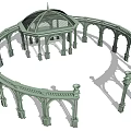 Ornate Green Pergola With Arched Columns And Intricate Roof Design Structure