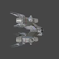 Sci Fi Spaceship Game Movie Character With Metallic Body And Multiple Engines
