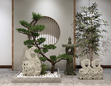 New Chinese Landscape Sits Garden Landscape Gardening Sits 3d model