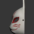 White Fox Mask With Red Ears Fire Character And Gray Eyes Design 3d model