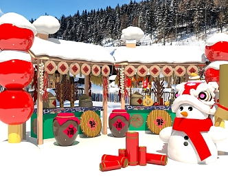 Chinese Winter Booth Northeast Nostalgia Element Activity Booth Decoration New Year Booth Winter Beauty Chen Booth 3d model