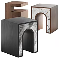 Modern Side Tables With Arch Design And Marble Wooden Finishes