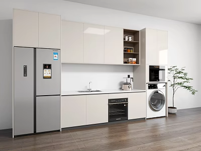 Modern Kitchen With Light Color Cabinets And Appliances 3d model