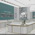 Luxury Jewelry Display Cases with Glass Tops White Gold Frames and Marble Wall