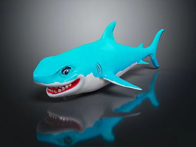 Friendly Blue Cartoon Shark Toy With Smiling Face And Playful Design 3d model