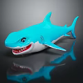 Friendly Blue Cartoon Shark Toy With Smiling Face And Playful Design