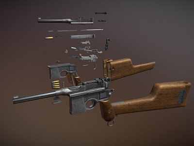 Disassembled gun model