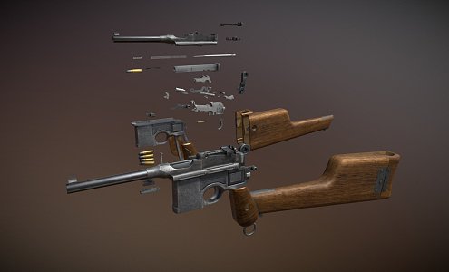 Disassembled gun 3d model