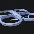 Intelligent Drone With Four Rotors Blue Propellers And Protective Rings 3d model