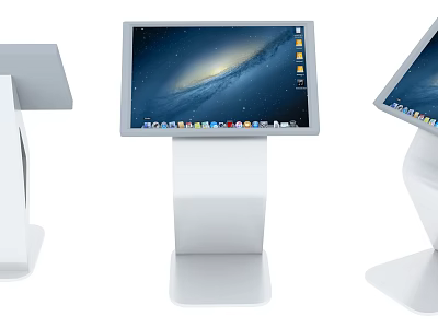 Tech Exhibition Hall Modern Interactive Touchscreen Kiosks With Starry Background 3d model