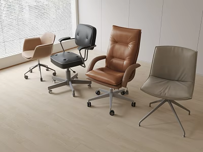 Modern Office Chairs In Various Neutral Tones For Interior Workspace 3d model