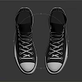 Black High Top Canvas Shoes With White Laces And Classic White Sole Design