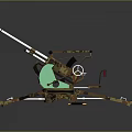Camouflage Military Weapon Featuring Cannon Barrel Tripod Stand And Red Seat