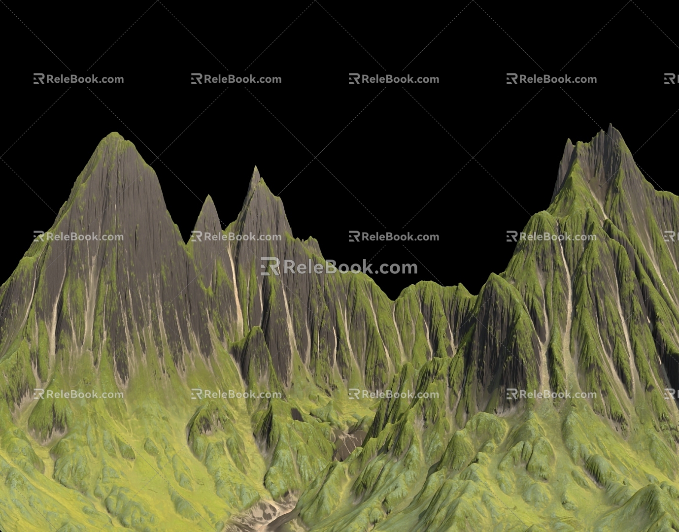 Natural Terrain Magic Science Fiction Snow Mountain Grassland Scanning Unreal Realistic Mountain Mountain Landform Flowing Water 3d model