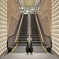 Modern Shopping Mall Lobby Featuring Escalators And Illuminated Side Walls