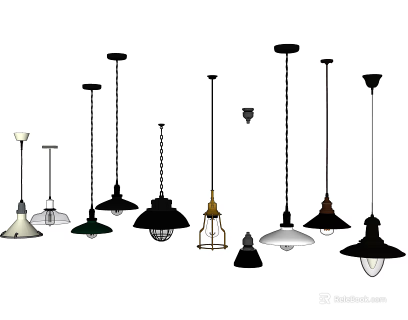 Various Stylish Pendant Lights With Different Designs And Finishes For Home Decor 3d model 