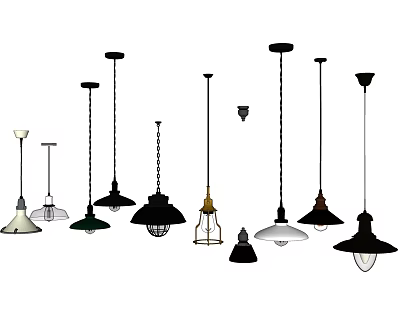 Various Stylish Pendant Lights With Different Designs And Finishes For Home Decor 3d model