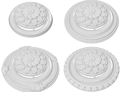 Classical Decorative Ceiling Medallions With Intricate Floral Carvings And Ornamental Borders 3d model