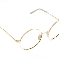 Stylish Golden Round Eyeglasses With Decorative Frame And Clear Lenses