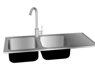 Modern dish washing basin sink size double basin 3d model