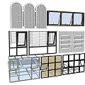 Various Window Design Styles Including Arched Sliding Double Hung And Blinds 3d model
