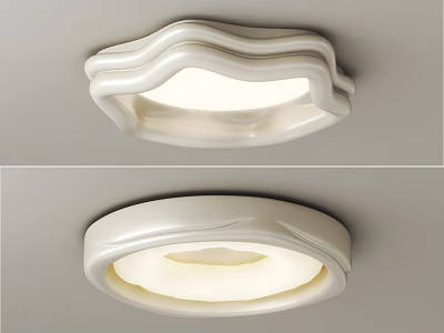 Two Unique White Ceiling Lights With Creative Designs 3d model