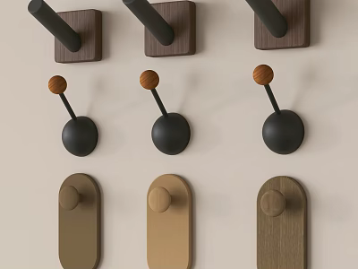 Stylish Wall Mounted Hooks With Various Designs 3d model
