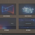 Four Televisions Displaying Different Tech Digital Content on Wooden Wall