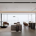 Italian Restaurant Sofa Coffee Table Combination Dining Table and Chair Sideboard Wine Cabinet Leather Sofa Chandelier TV Backwall Side Table Floor Lamp Stool 3d model