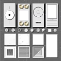White Home Appliance Panels with Vents Control Knobs and Various Shapes 3d model