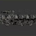 Military Camouflage Tank 3D Model With Open Cargo Area Metal Frame And Multiple Wheels