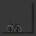 Vintage Bicycle Secured At Brick Wall With Window And Bicycle Rack