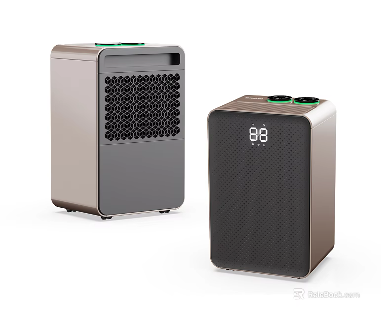 Modern Sleek Daily Use Electrical Appliances With Digital Display And Ventilation Grilles Design 3d model 