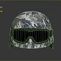 Camouflage Pattern Tactical Helmet With Black Protective Goggles And Secure Fit Design 3d model
