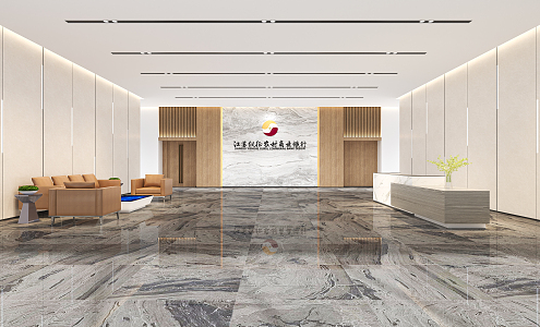 Modern Bank Hall Foyer 3d model