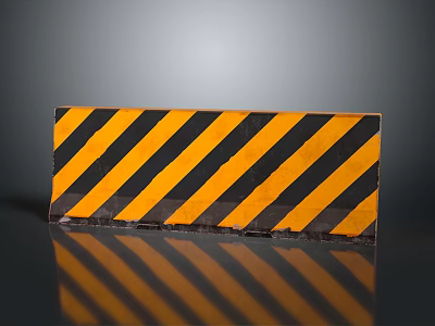 Yellow Black Striped Traffic Barrier With Reflective Surface For Road Safety 3d model