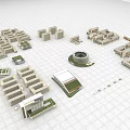 Various School Buildings Featuring Different Structures Circular Design And Green Spaces In Campus Layout 3d model
