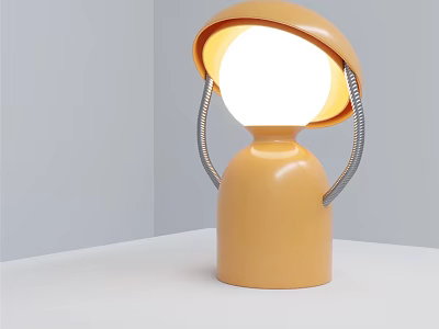 Modern Yellow Table Lamp with Orange Shade Silver Metal Brackets Soft Bright Light 3d model
