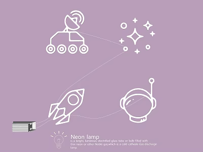 Creative Neon Lighting Combination With Rocket Astronaut And Satellite Decor Elements 3d model