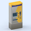 Commercial Ticket Vending Machine with Yellow Gray Design and Touch Screen Interface 3d model