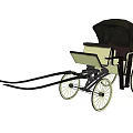 Classic Vintage Carriage With Black Canopy Light Colored Body And Wheels