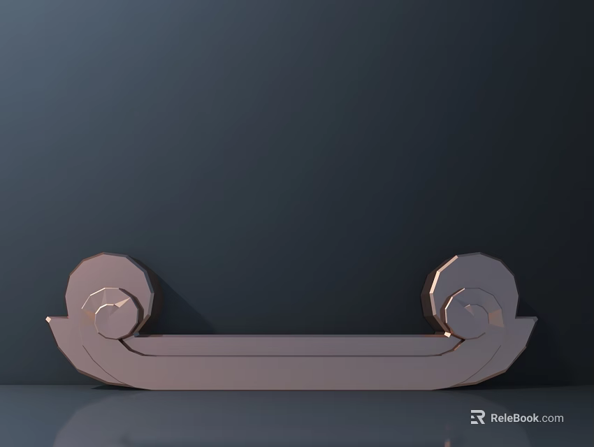 Elegant Rose Gold Door Handle With Ornate Curved Design For Home Interiors 3d model 