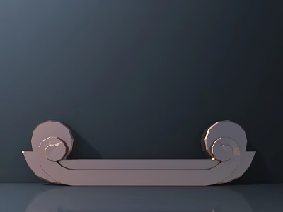 Elegant Rose Gold Door Handle With Ornate Curved Design For Home Interiors 3d model