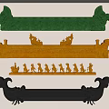 Ancient Chinese Architecture Ornate Decorative Parts Featuring Dragon Carvings Human Figures Green Yellow Gray