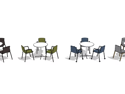 Colored Chair And Round White Table Sets With Multiple Styles For Modern Dining Areas 3d model